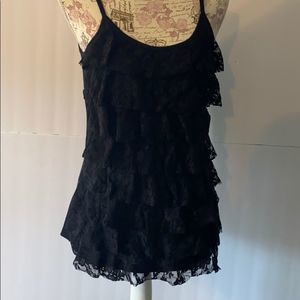 David by David Khan black layered tank top